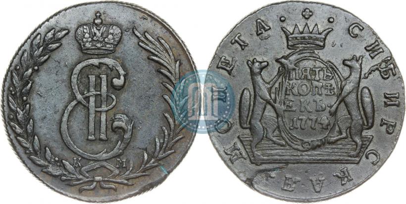 Фото 5 копеек 1774 года КМ 