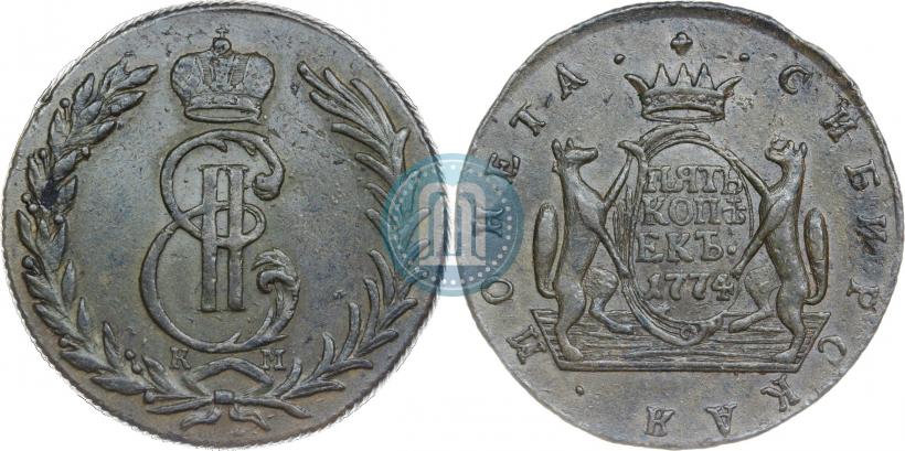 Фото 5 копеек 1774 года КМ 