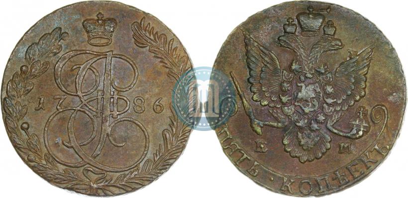 Фото 5 копеек 1786 года ЕМ 