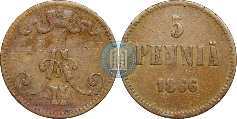 Picture 5 pennia 1866 year  