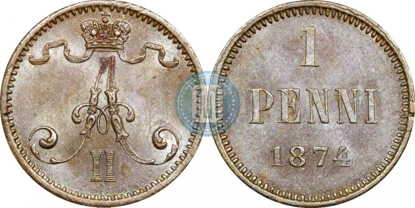 Фото 1 пенни 1874 года  