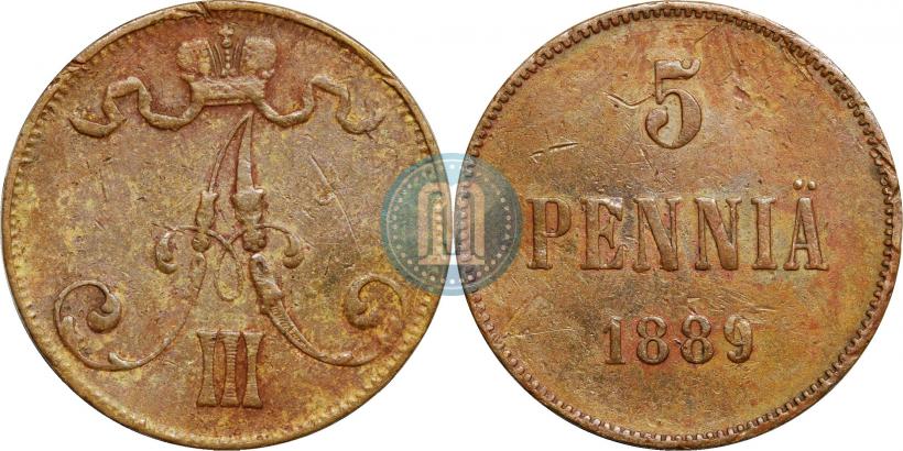 Фото 5 пенни 1889 года  