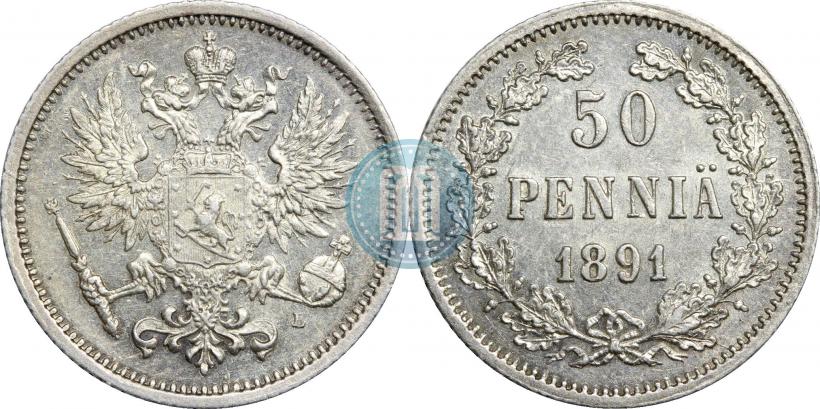 Фото 50 пенни 1891 года L 