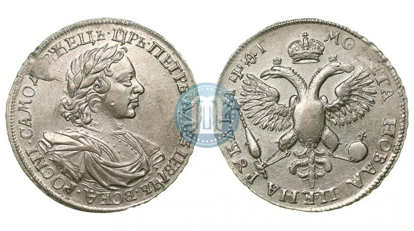 Фото 1 рубль 1719 года OK-L "Портрет в латах"