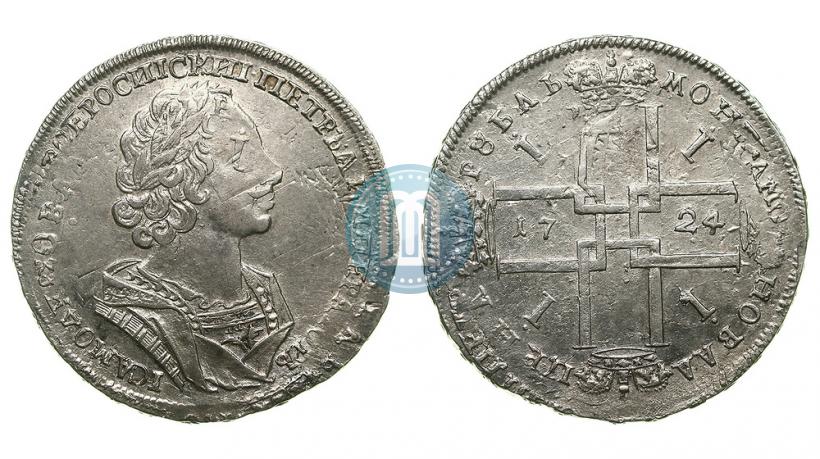 Фото 1 рубль 1724 года  "Портрет в античных доспехах"