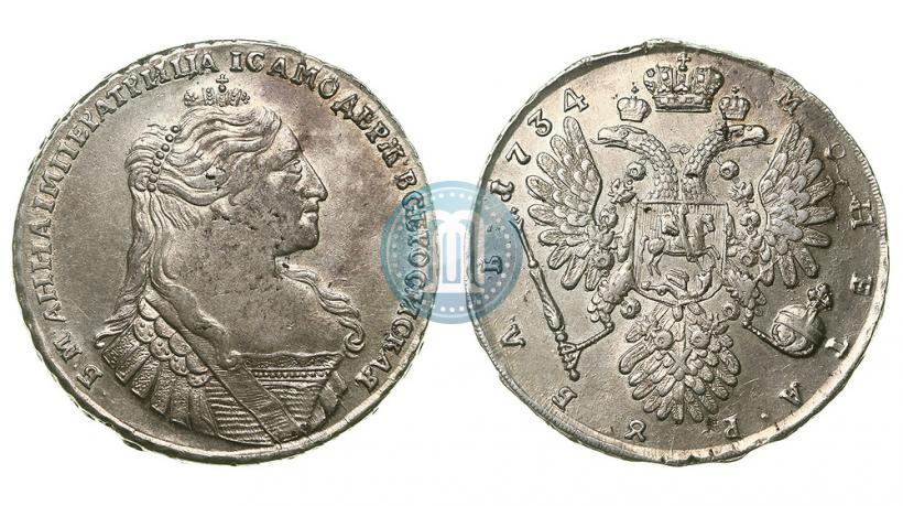 Фото 1 рубль 1734 года  "Тип 1735 года"