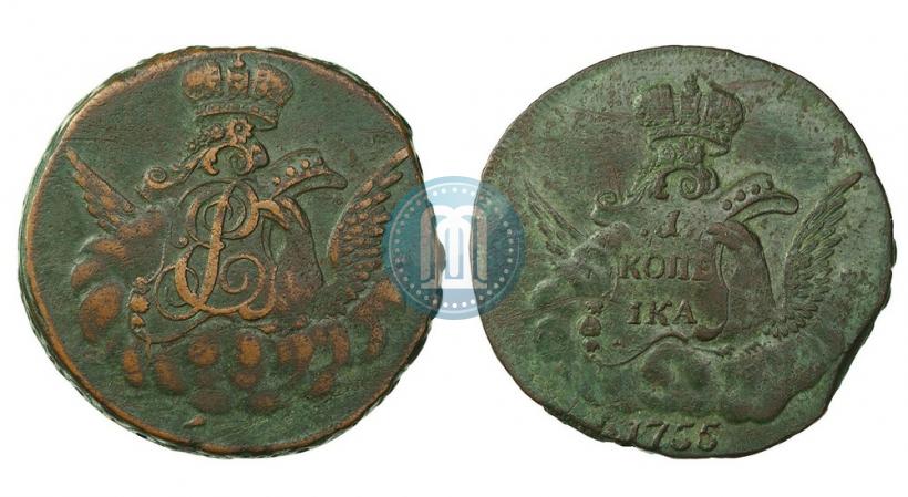 Фото 1 копейка 1755 года  