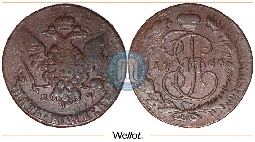 Фото 5 копеек 1766 года ММ 