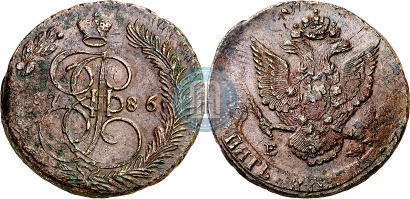 Фото 5 копеек 1786 года ЕМ 