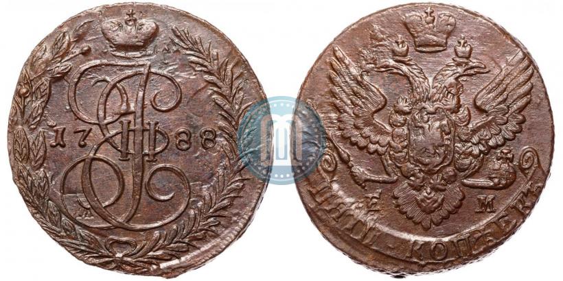 Фото 5 копеек 1788 года ЕМ 