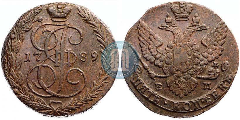 Фото 5 копеек 1789 года ЕМ 