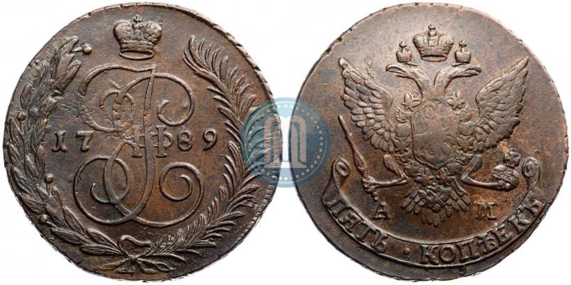 Фото 5 копеек 1789 года АМ 