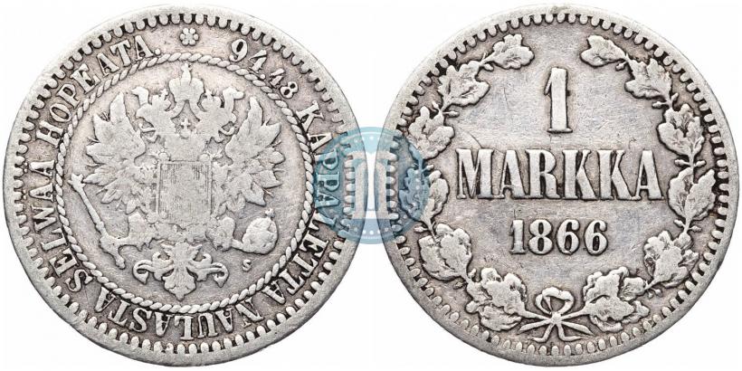 Picture 1 markka 1866 year S 