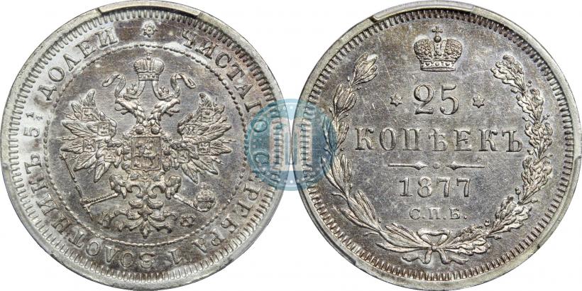 Фото 25 копеек 1877 года СПБ-НФ 