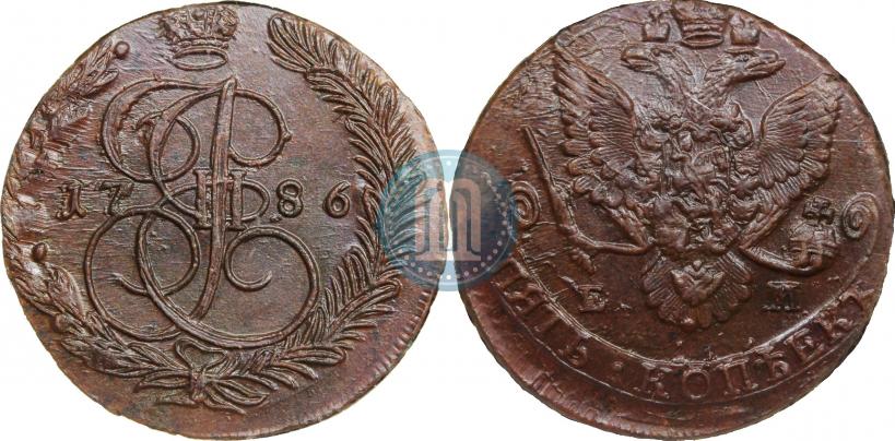 Фото 5 копеек 1786 года ЕМ 