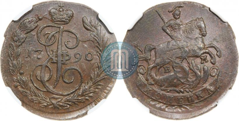 Picture 1 kopeck 1790 year ЕМ 