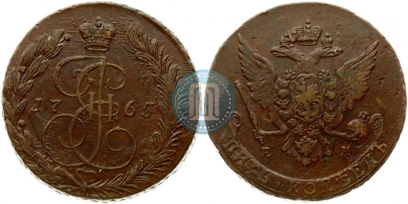 Фото 5 копеек 1765 года ЕМ 
