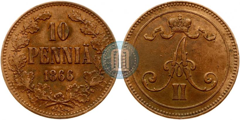 Picture 10 pennia 1866 year  