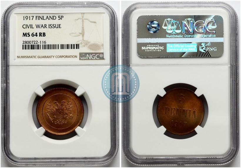 Picture 5 pennia 1917 year  