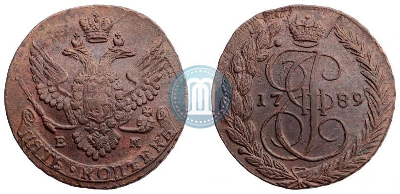 Фото 5 копеек 1789 года ЕМ 