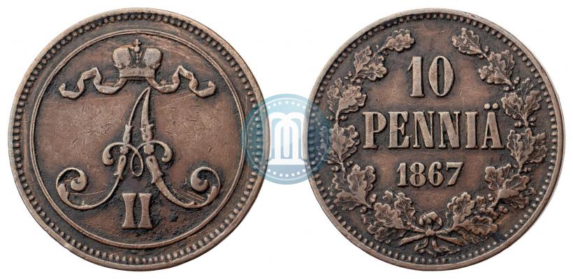 Фото 10 пенни 1867 года  