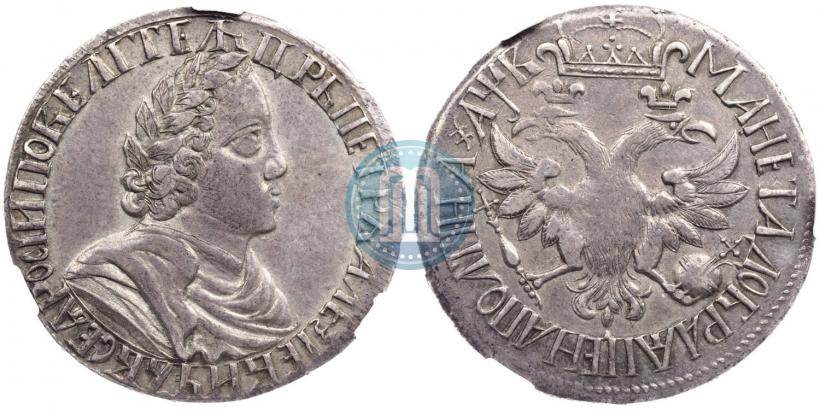 Picture Poltina 1702 year  "Without ribbons near the wreath"