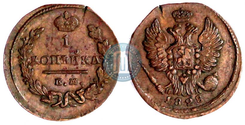 Picture 1 kopeck 1828 year ЕМ-ИК 