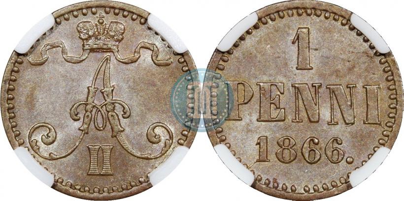 Фото 1 пенни 1866 года  