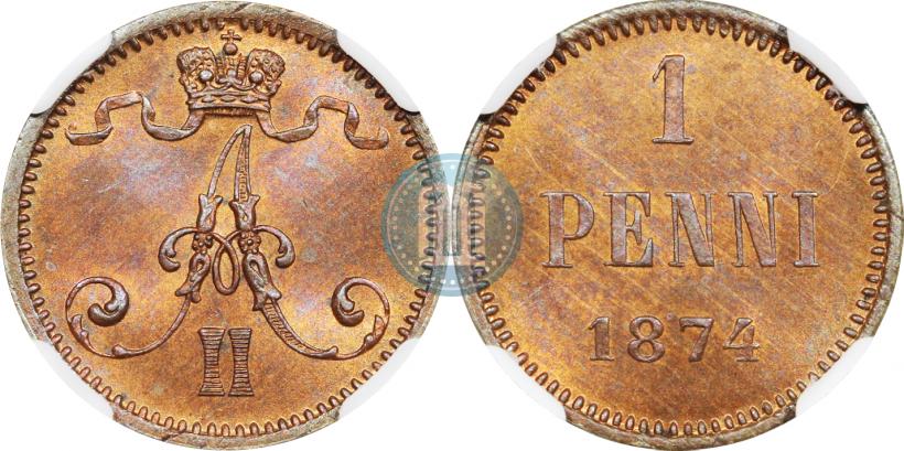 Фото 1 пенни 1874 года  