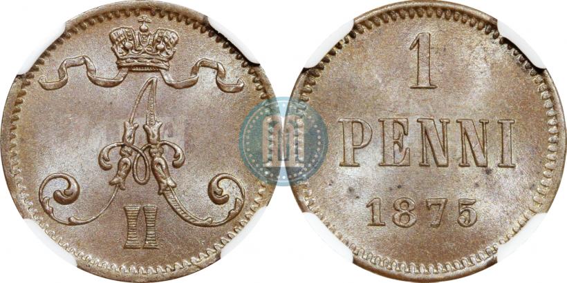Фото 1 пенни 1875 года  
