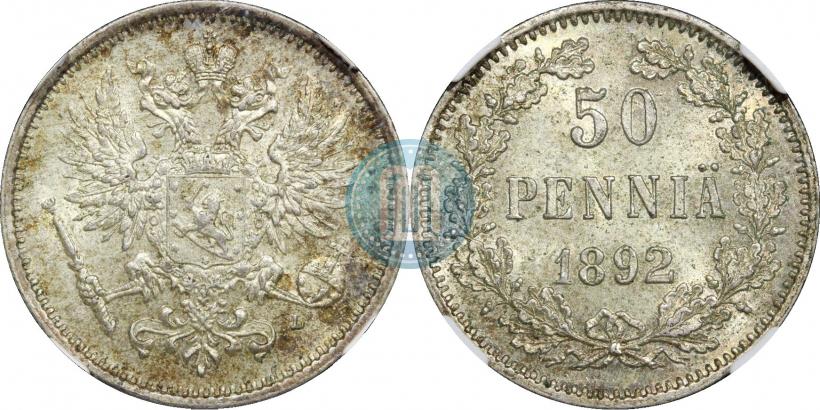 Фото 50 пенни 1892 года L 