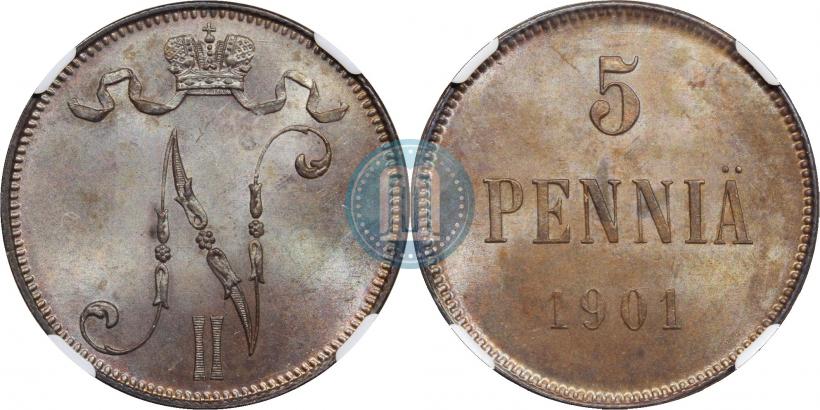 Picture 5 pennia 1901 year  