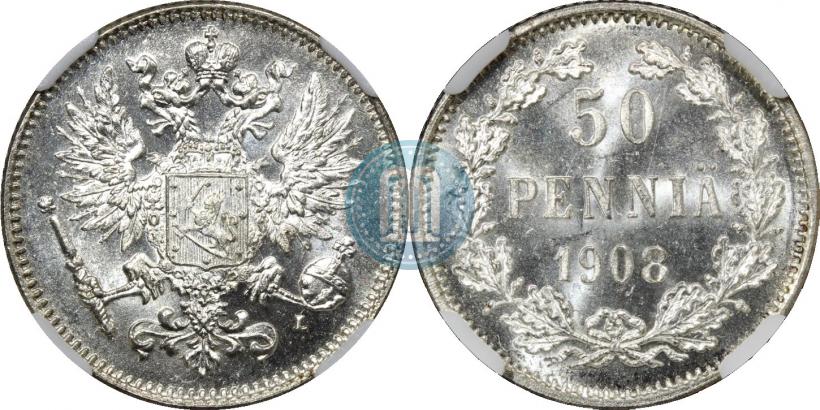 Фото 50 пенни 1908 года L 