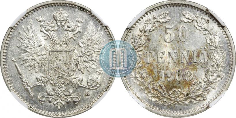 Фото 50 пенни 1908 года L 