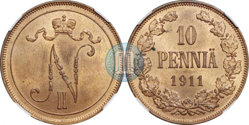 Picture 10 pennia 1911 year  