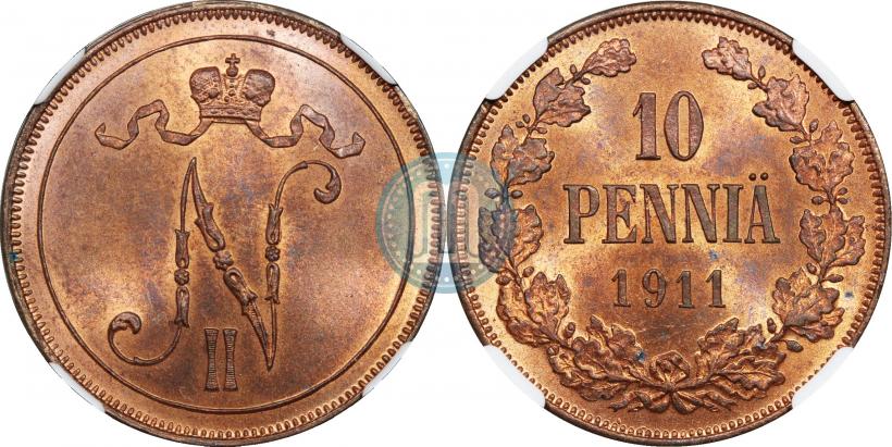Picture 10 pennia 1911 year  