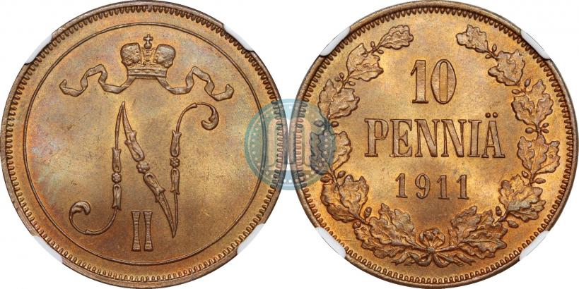 Picture 10 pennia 1911 year  