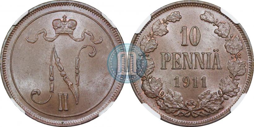 Picture 10 pennia 1911 year  