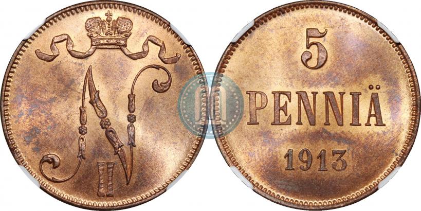 Picture 5 pennia 1913 year  