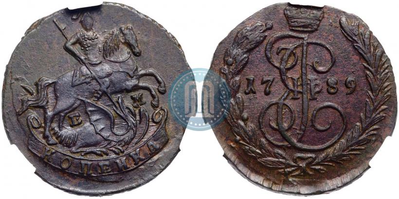 Picture 1 kopeck 1789 year ЕМ 