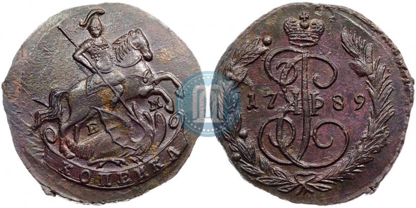 Picture 1 kopeck 1789 year ЕМ 