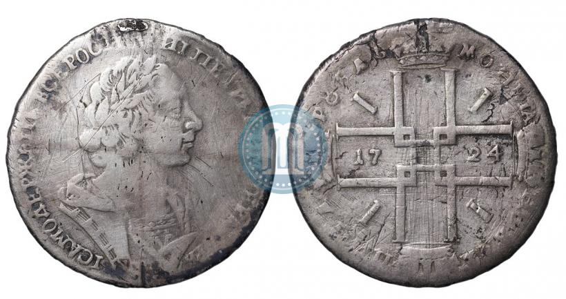 Picture 1 rouble 1724 year  "Portrait in ancient armour"