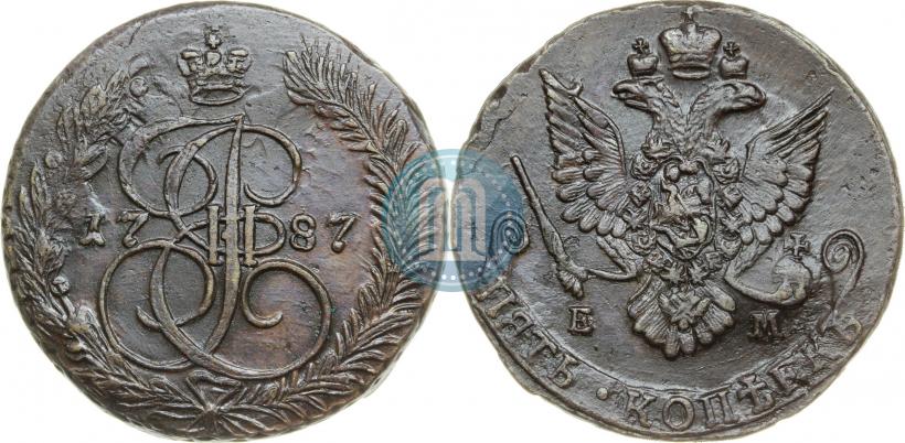 Picture 5 kopecks 1787 year ЕМ 