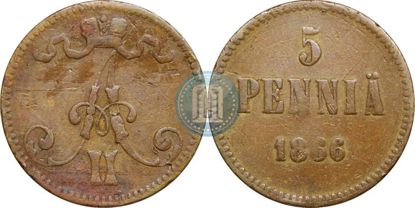Picture 5 pennia 1866 year  
