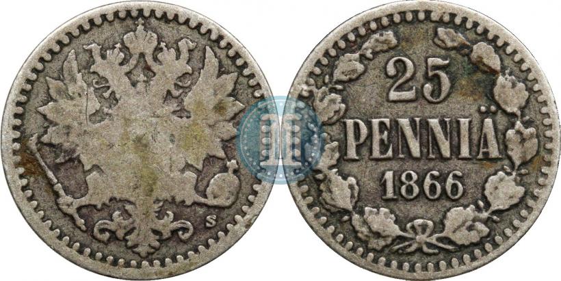 Picture 25 pennia 1866 year S 