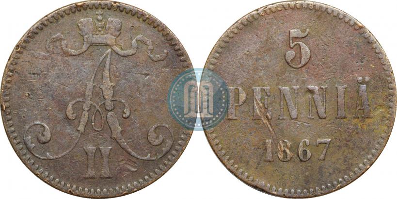 Picture 5 pennia 1867 year  
