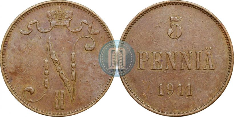 Picture 5 pennia 1911 year  