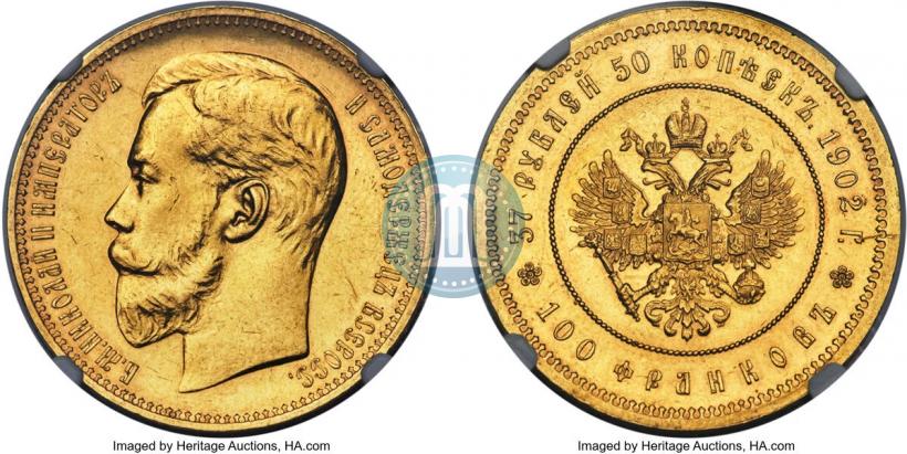 Picture 37,5 roubles - 100 francs 1902 year (*) 
