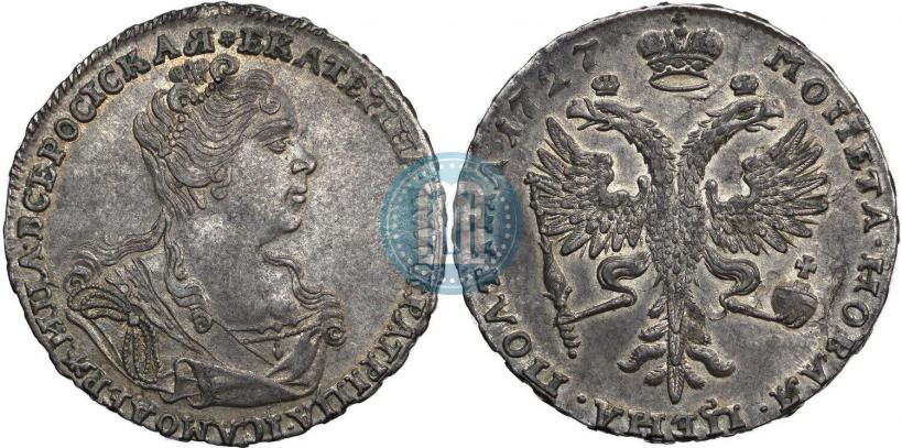Picture Poltina 1727 year  "Moscow type, portrait turned to the right"
