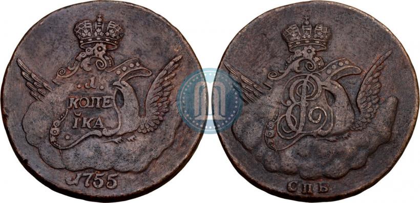 Picture 1 kopeck 1755 year СПБ 